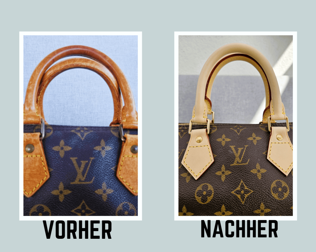 Louis Vuitton Reparatur Griffe Speedy vorher - nachher
