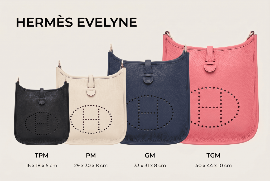 Hermes Evelyne Größenübersicht